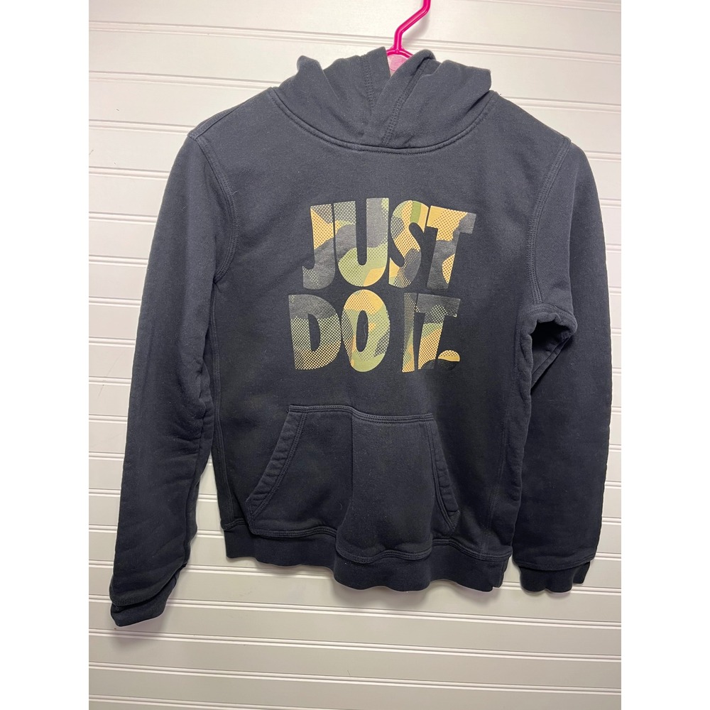 Nike‎ Kids Black Camo Just Do It Hoodie Size L